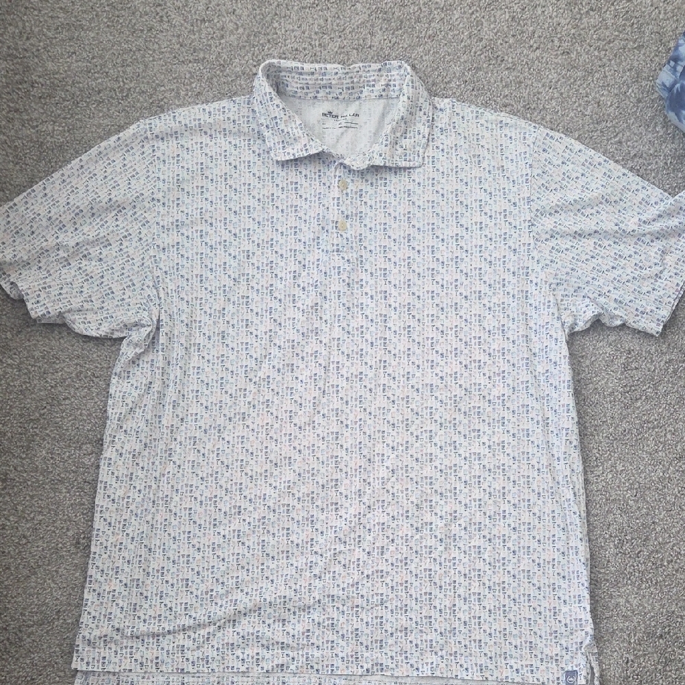 Peter Millar Men's Seaside XL Cocktail Drinks All Over Print Polo Shirt - Picture 4 of 5